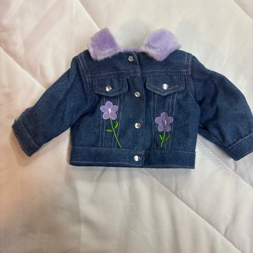 Disney Denim Jacket with Purple Floral Design for 18” doll
